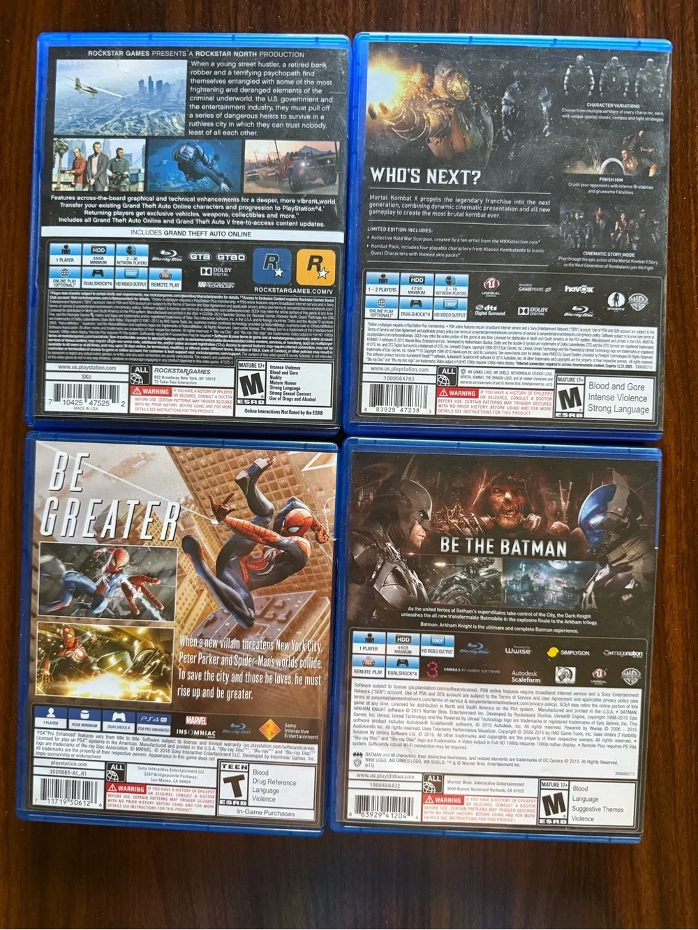 Sony PlayStation 4 GTA 5 mortal kombat 10 spider man Batman ps4